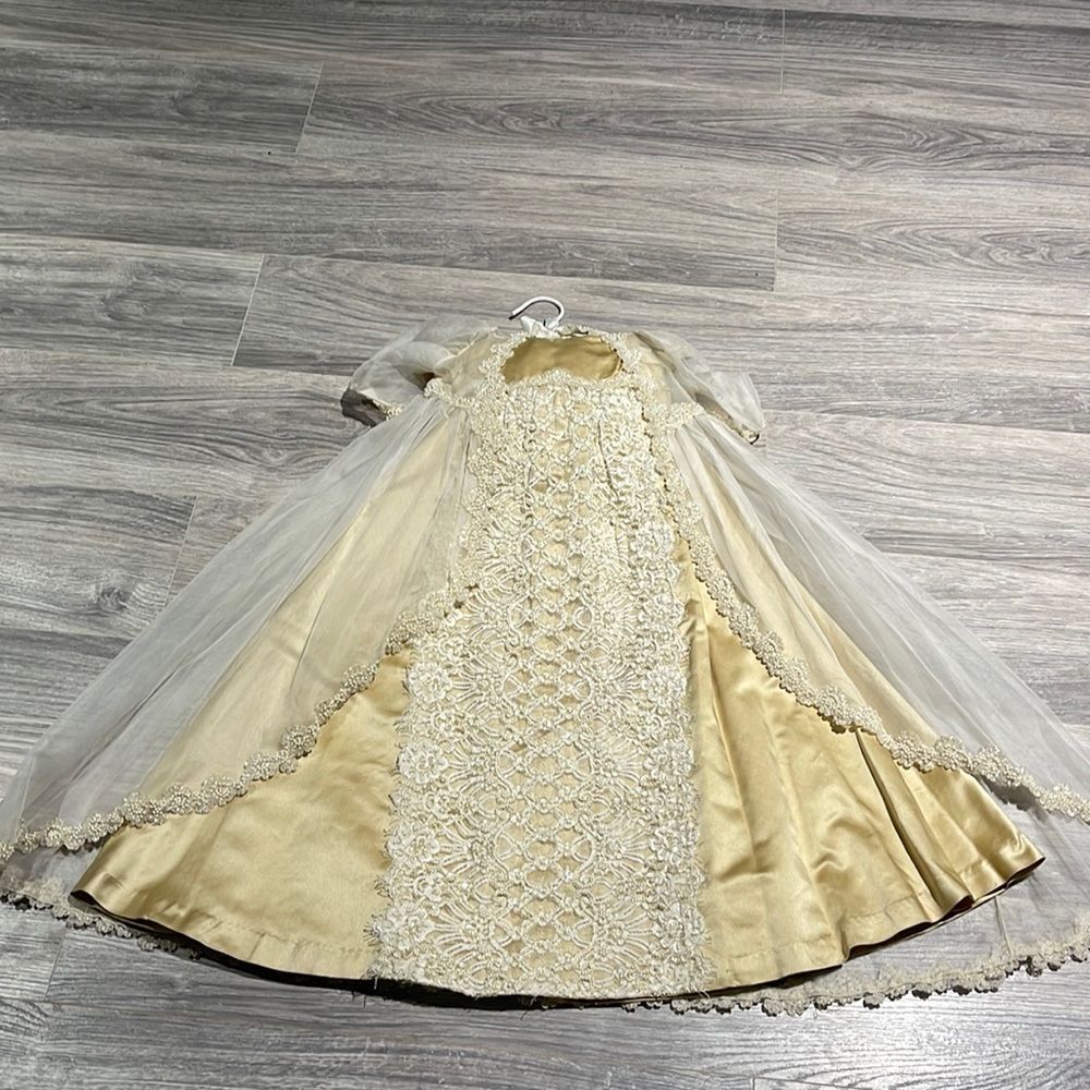 Posies vintage hand beaded christening gown with robe and bonnet